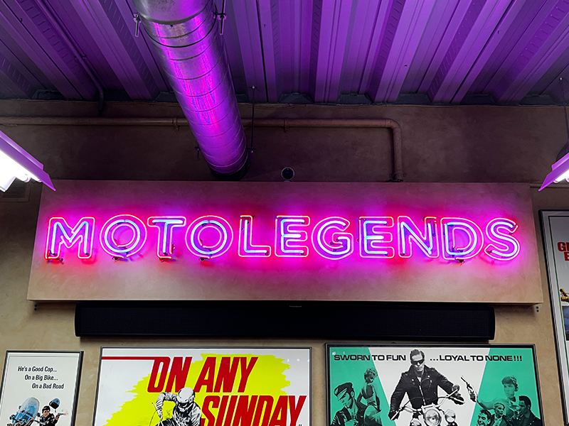 Motolegends neon sign in shop